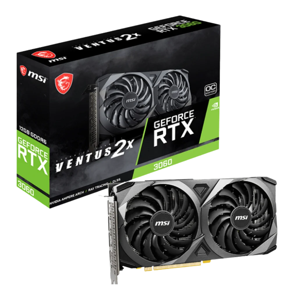 Cạc màn hình MSI RTX 3060 VENTUS 2X 12G OC (12GB GDDR6, 192-BIT, HDMI +DP, 1X8-PIN)