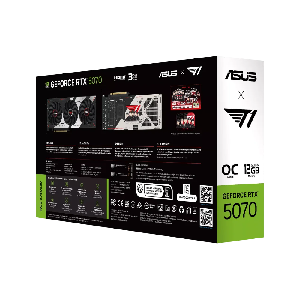 Card Màn Hình ASUS T1 GeForce RTX 5070 12GB GDDR7 OC Edition (T1-RTX5070-O12G-GAMING)