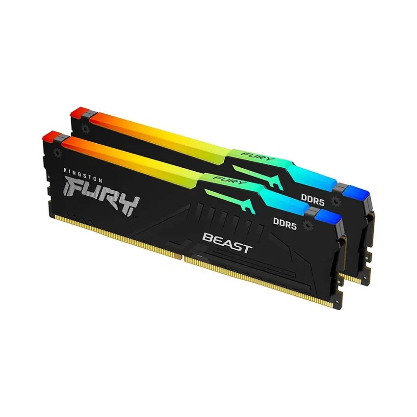 Ram Desktop Kingston Fury Beast RGB (KF560C40BBAK2-16) 16GB (2x 8GB) DDR5 6000Mhz