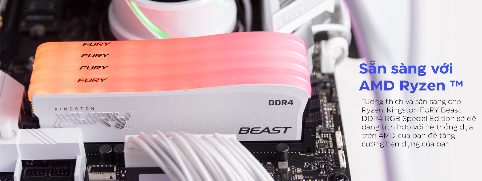 Ram Desktop Kingston Fury Beast White RGB