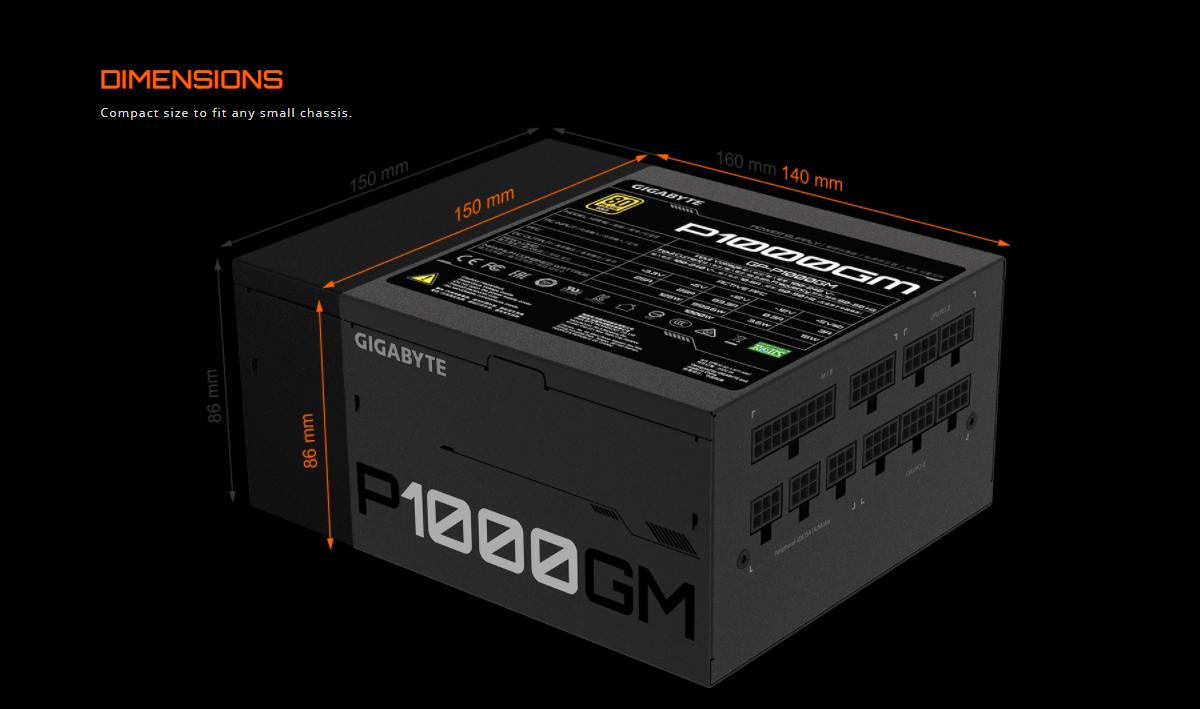 Nguồn Gigabyte GP- P1000GM 1000W (80 Plus Gold/Full Modular/Màu Đen) giới thiệu 6