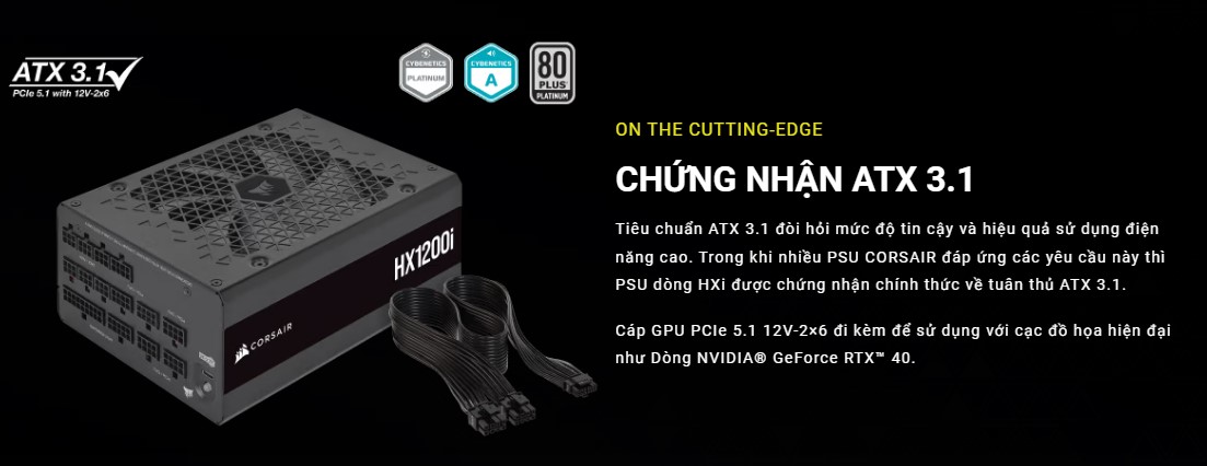 Nguồn Corsair HX1200i 2023 (80 Plus Platinum/Màu Đen/Full Modular)