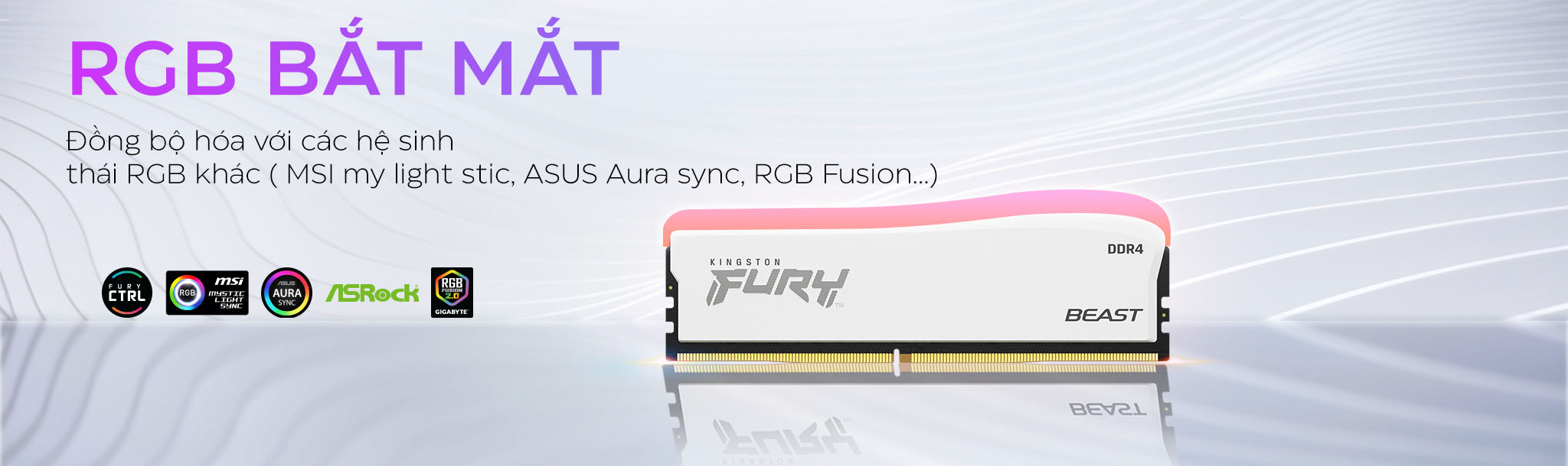 Ram Desktop Kingston Fury Beast White RGB