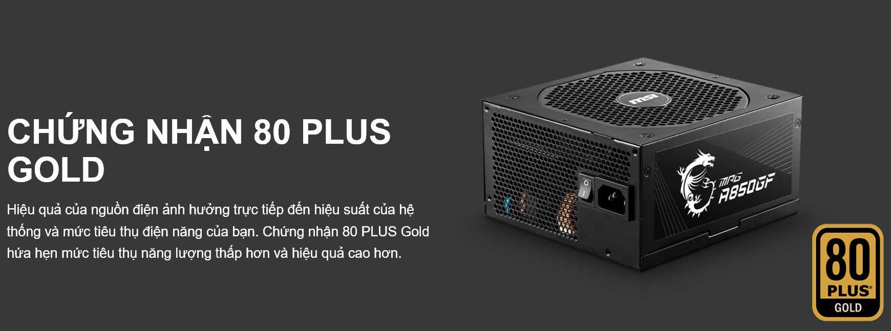 Nguồn máy tính MSI MPG A850GF 850W (80 Plus Gold/Full Modular/Màu Đen)