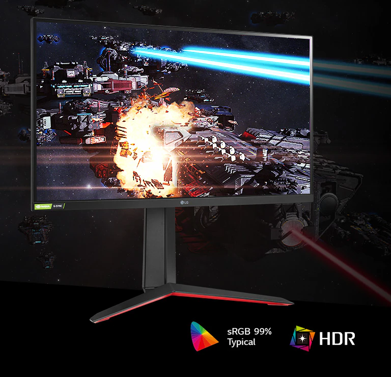 Cảnh game với màu sắc và độ tương phản phong phú trên màn hình hỗ trợ HDR10 với sRGB 99% (Thông thường).