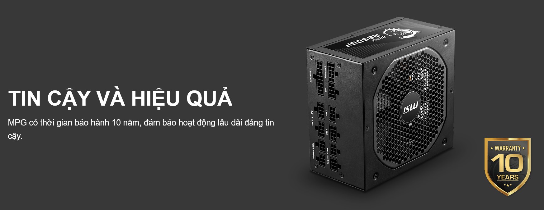 Nguồn máy tính MSI MPG A850GF 850W (80 Plus Gold/Full Modular/Màu Đen)